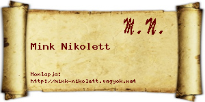Mink Nikolett névjegykártya